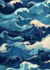 111. Pattern of ocean waves in stylized illustration