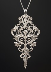 113. Elegant filigree repeating motif in silver