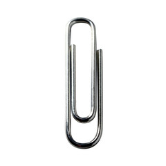 Shiny Silver Metal Paperclip for Organizing Office or School Documents in Classic Loop Shape – Close-Up Front View – Isolated on a Transparent Background