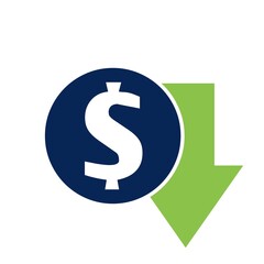 Cost reduction icon. Clipart image isolated on white background