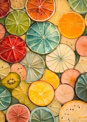 118. Pattern of stylized fruit slices in bright tones