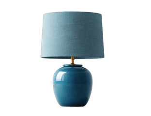 Teal ceramic table lamp with fabric shade