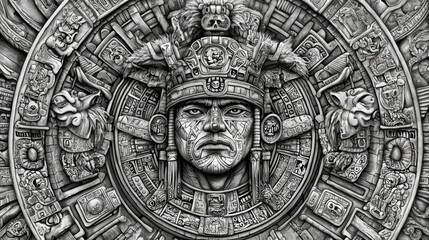 Naklejka premium Engaging Coloring Image of the Aztec Civilization