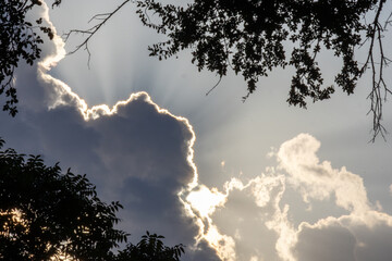 Sun shining through a rain cloud