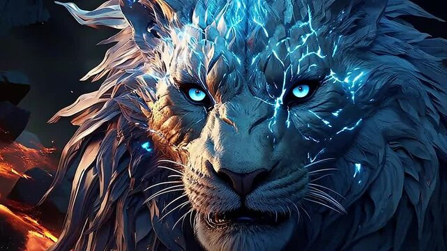 liger phoenix in Delfts Blauw realistis, highly detailed,ai generative