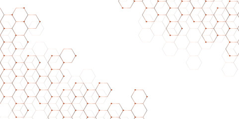 Science network pattern red Hexagonal abstract background. Big Data Visualization structure elements . Health care and science medical pattern innovation. Template design with concept Dots and lines.