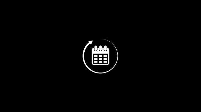 Animated date calender concept, calendar icon and rounted arrows.motion animation