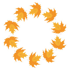 Fototapeta premium Maple Leaf Wreath Illustration. Flat Style Autumn Frame