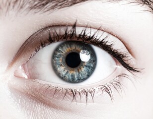 Naklejka premium Softly Lit Eye Close-Up Captivating Detail and Texture of a Pale Blue Iris