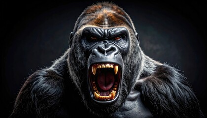 Gorilla's ferocious face