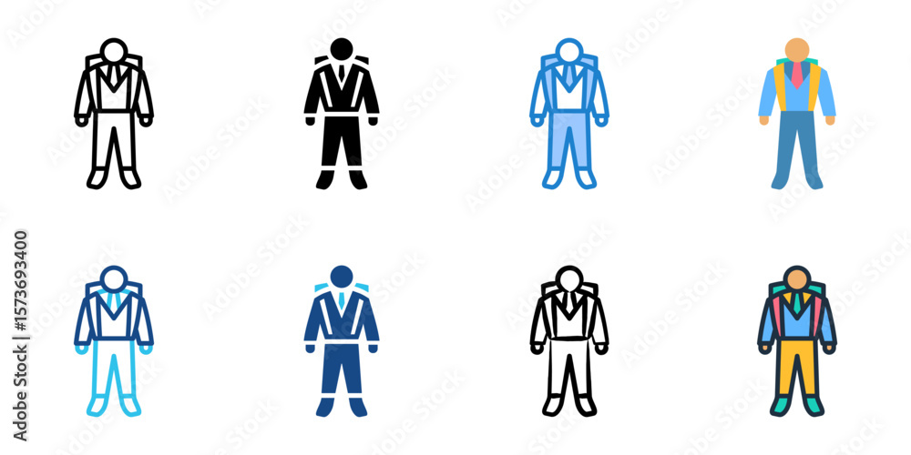 Poster student icon set multiple style collection