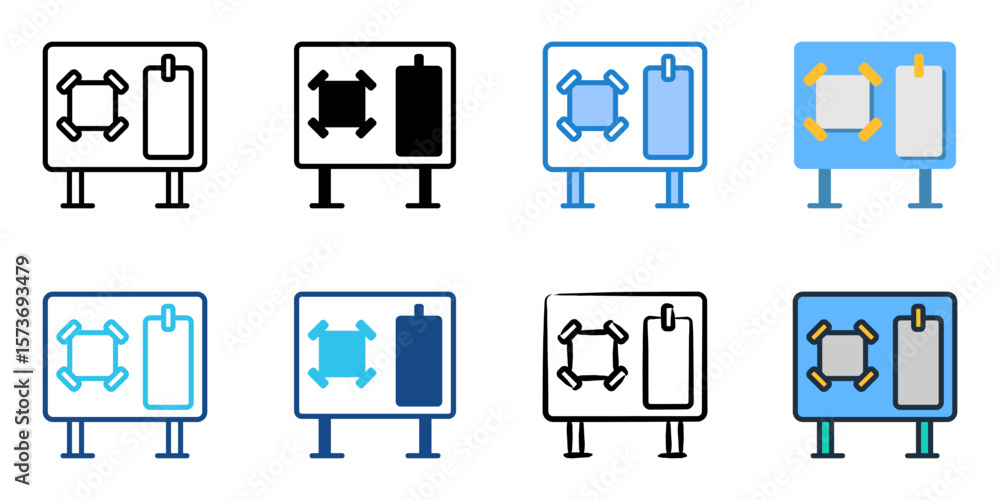 Poster bulletin board icon set multiple style collection