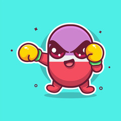 funny capsule medicine character mascot playing boxing sport isolated cartoon