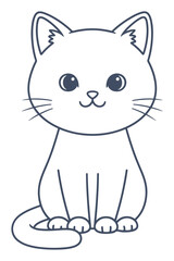 Cute Cartoon Cat Outline Illustration