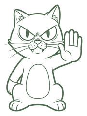 Cartoon Illustration of an Angry Cat Giving a 