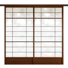 Shoji screen isolated on transparent background for interior design and architectural renderings.
