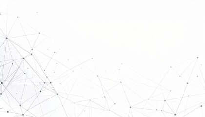 Abstract network connection graphic; interconnected nodes and lines form a complex pattern on a white background.