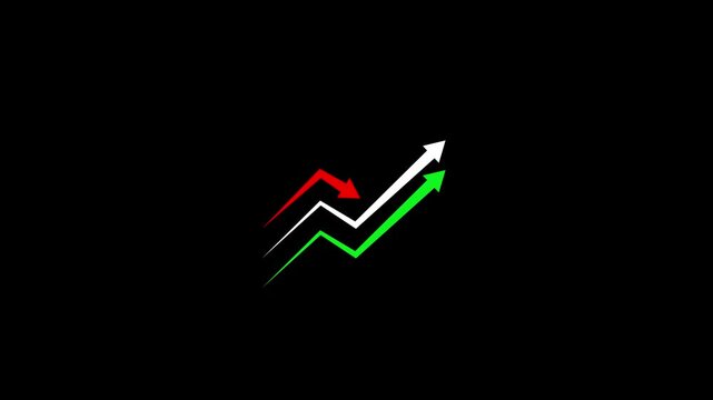 Digital Arrow Ascending business graph showing increase business concept animation with arrow icon,Business Decline Concept businessman analyzing decline chart and bar graph loss or reduced Economic