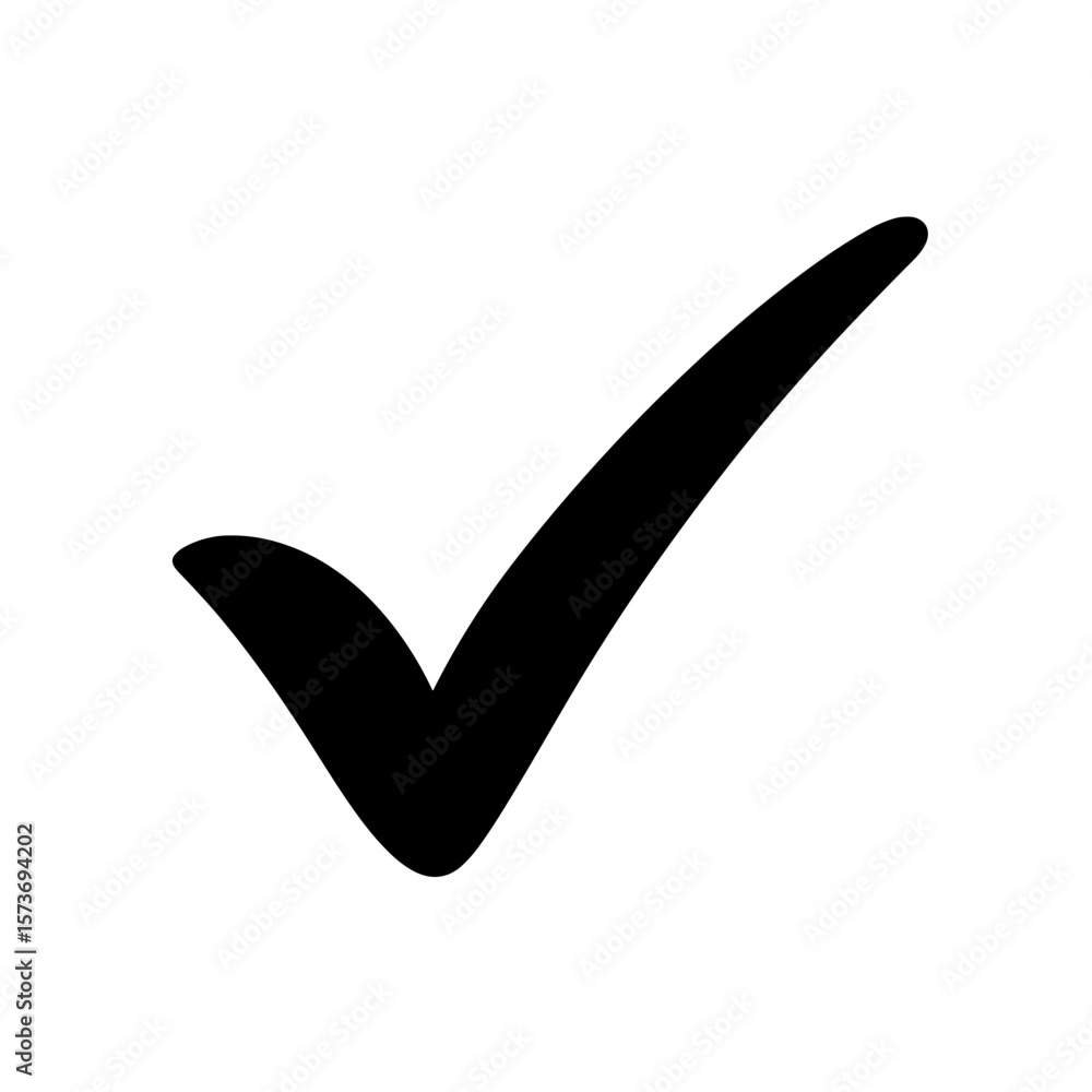 Fototapete a single check mark rendered with bold strokes and curved lines signifying approval or completion ta
