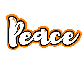 hand drawn lettering art PEACE isolated design for poster or sticker