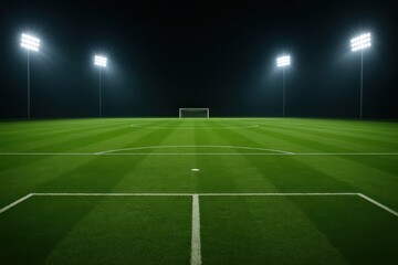 Obraz premium Championship Soccer Stadium, Professional Football Field, Stadium Lighting Spectacular, Sports Arena Excellence, Athletic Competition Venue