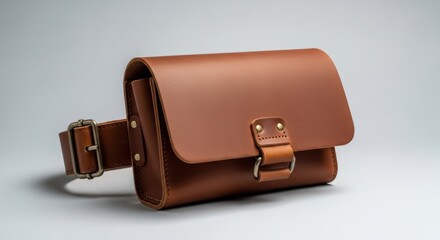 Stylish Brown Leather Waist Bag Perfect for Fashionable Men and Women with Adjustable Strap
