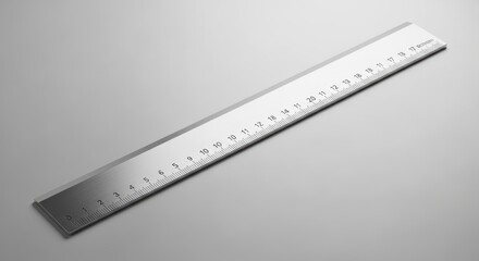 A Detailed Close-Up of a Precision Metal Ruler Lying on a Smooth Surface
