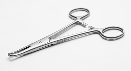 Surgical Instrument: A Close-Up View of Precision Medical Scissors on a White Surface