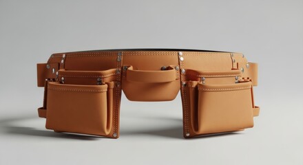 Stylish Orange Leather Tool Belt with Multiple Pockets for Home Improvement Projects and Crafts