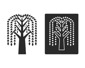 Willow tree  icon vector silhouette illustration isolated on white background