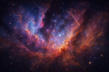 Naklejka premium Breathtaking Deep Space Nebula with Colorful Cosmic Clouds and Distant Stars in Universe