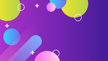 Colorful abstract shapes on a purple background suitable for digital art projects, web design, social media graphics, and advertising campaigns.