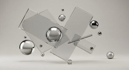 Elegant spinning 3D molecular structure with crystal-like atoms and clean background environment.