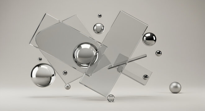 Elegant spinning 3D molecular structure with crystal-like atoms and clean background environment.