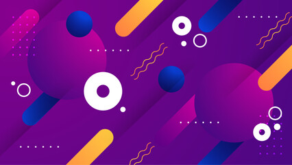 Obraz premium Abstract purple design with colorful circles and lines, suitable for backgrounds, website banners, posters, and modern graphic projects.