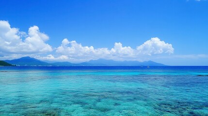 Serene Seascape with Crystal Clear Water and Vibrant Blue Sky