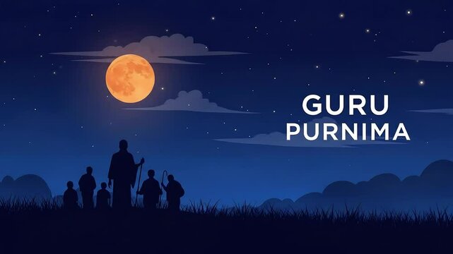 Guru purnima celebration a digital illustration of people walking towards the light of knowledge honoring the tradition and cultural significance of this holy day