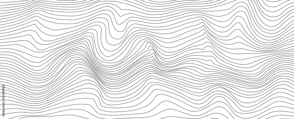 Poster flowing dots particles wave pattern 3d curve halftone black gradient curve shape isolated on white b