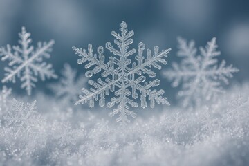 Magnificent ice crystals displaying unique geometric formations and pristine winter snowflake structures