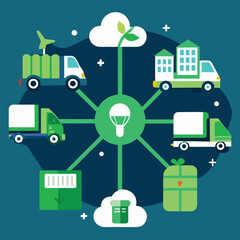 Naklejka premium Collaborative Green Delivery Network Using AI and Big Data