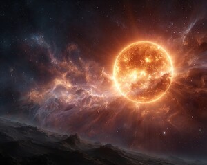 Obraz premium Fiery star in a nebula