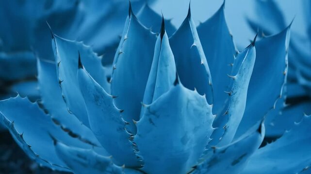 A closeup of an agave plant showcasing its bluetoned sharpedged leaves