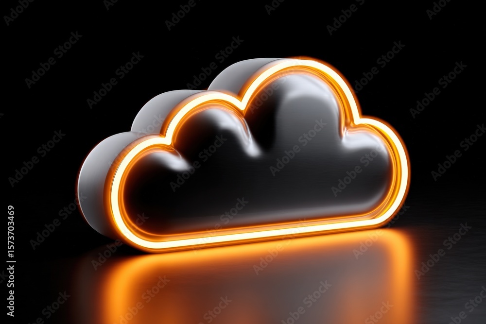 Aufkleber modern glowing cloud icon with neon outline specialized design for technology and data storage conce