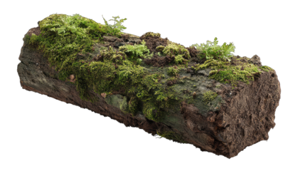 Moss-covered log, isolated on black (1)