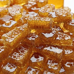 fresh honey with honeycombs isolated
