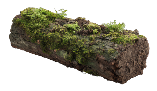 Moss-covered log, isolated on black (1)