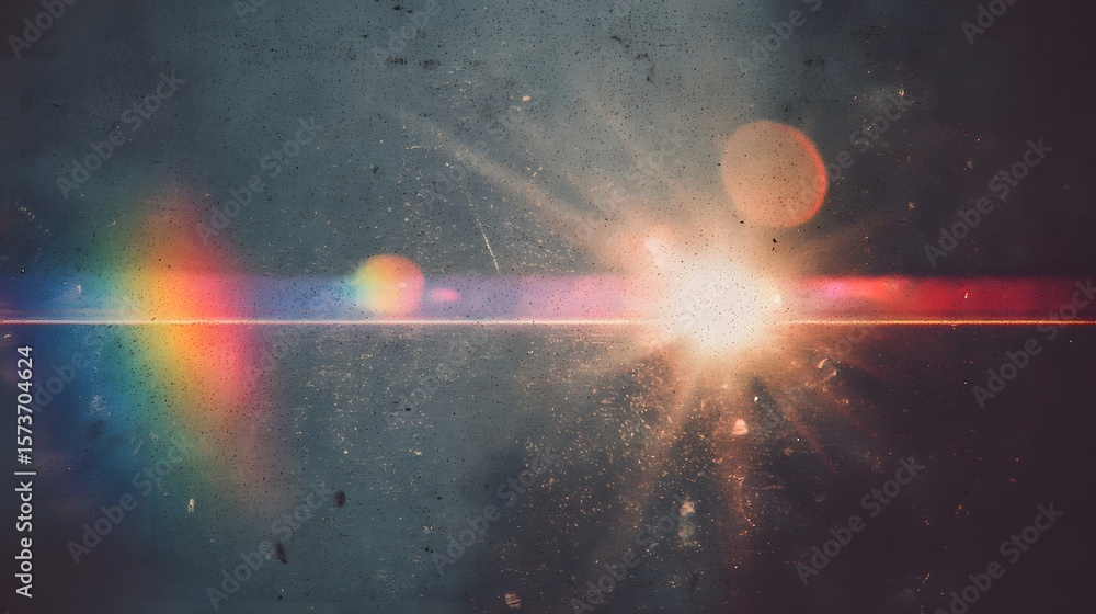 Aufkleber a captivating abstract image featuring a faded light leak texture with a mesmerizing rainbow flare c