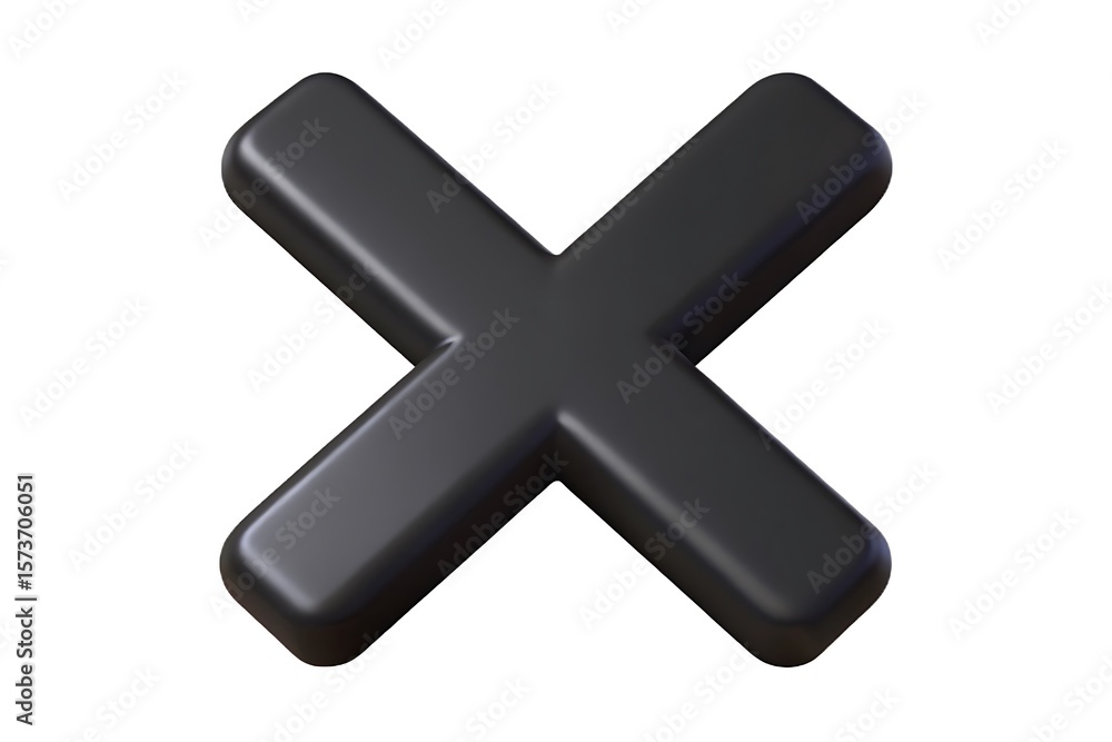 Poster black x symbol on white background 3 d rendered isolated graphic element for design projects