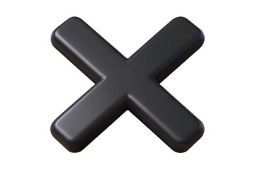 Obraz premium Black X Symbol on White Background 3 D Rendered Isolated Graphic Element for Design Projects