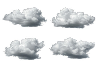 Illustration Puffy White Cloudscapes On Transparent Sky Weather Nature